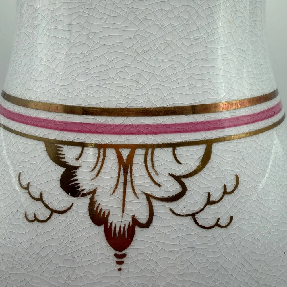 Antique G.P. Co. Ironstone‎ Pitcher White Gold Pink Gilt Crazed Victorian Ewer